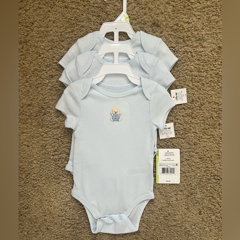 Little Me Light Blue Bodysuits Set